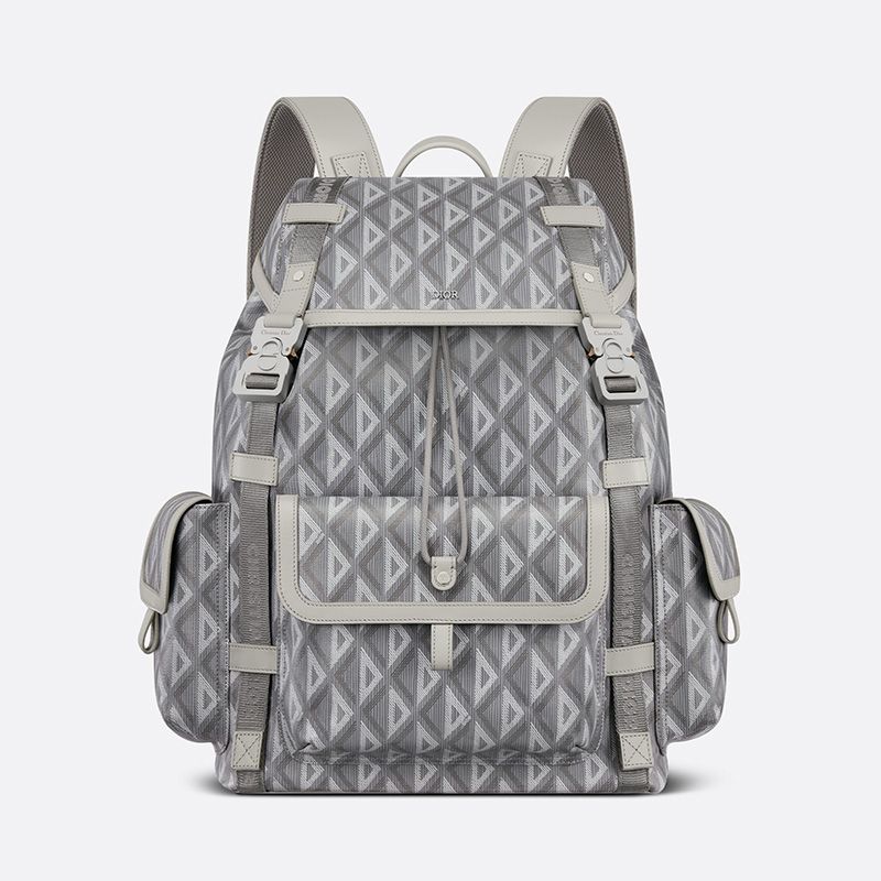 Dior Hit The Road Backpack CD Diamond Motif Canvas Grey