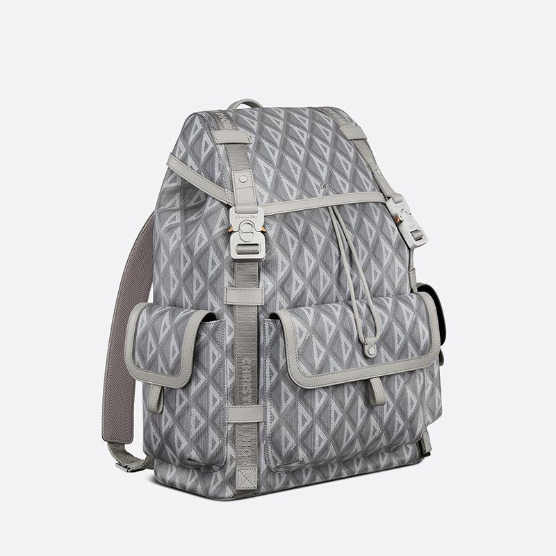 Dior Hit The Road Backpack CD Diamond Motif Canvas Grey - Image 2