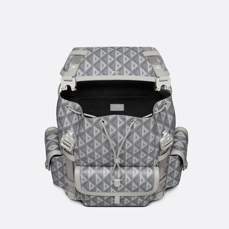 Dior Hit The Road Backpack CD Diamond Motif Canvas Grey - Image 4