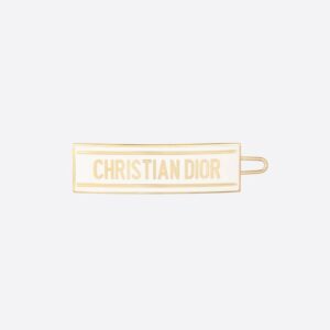 Dior-ID Barrette Metal with Lacquer Gold/White