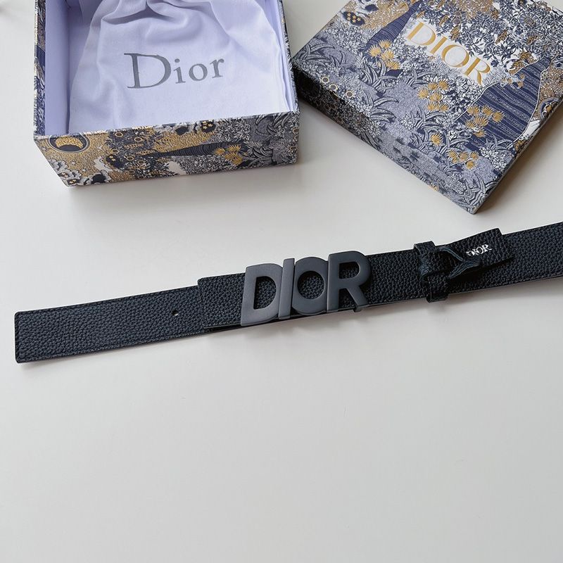 Dior Italic Buckle Reversible Belt Grained Calfskin Black - Image 4