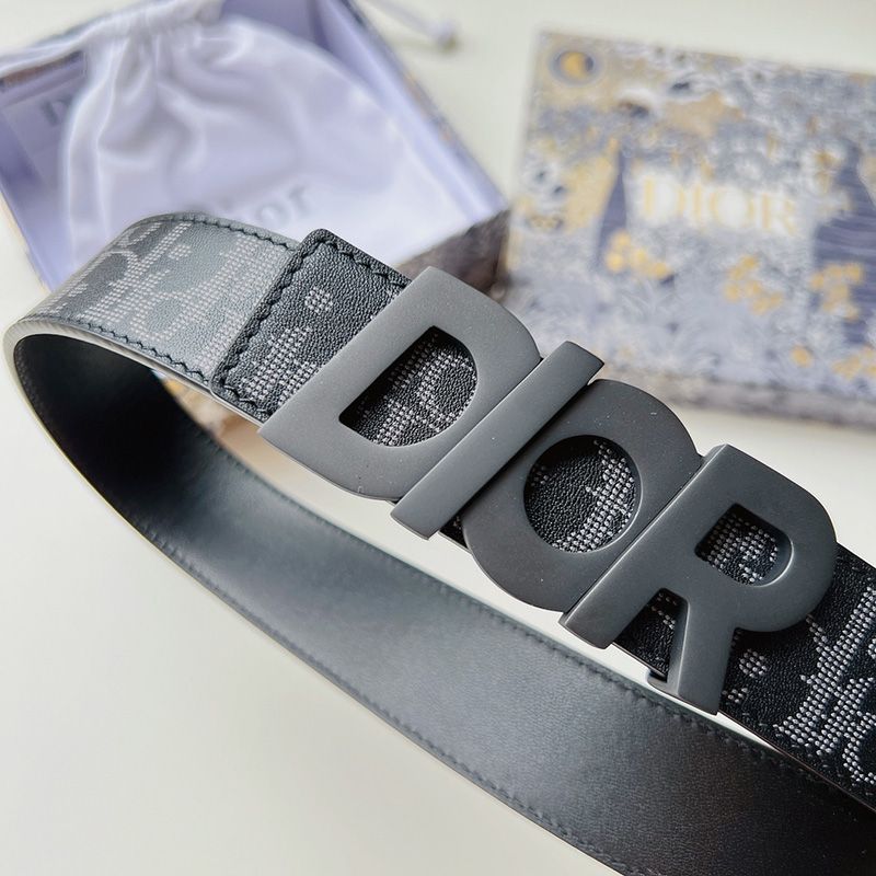 Dior Italic Buckle Reversible Belt Oblique Galaxy Leather Black - Image 3