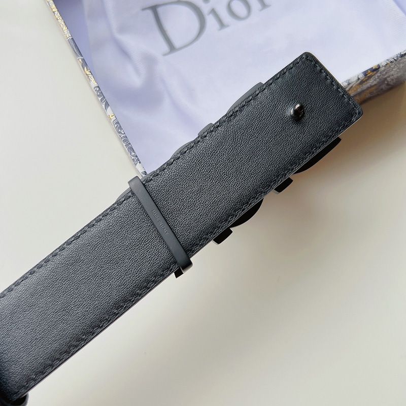 Dior Italic Buckle Reversible Belt Oblique Galaxy Leather Black - Image 4