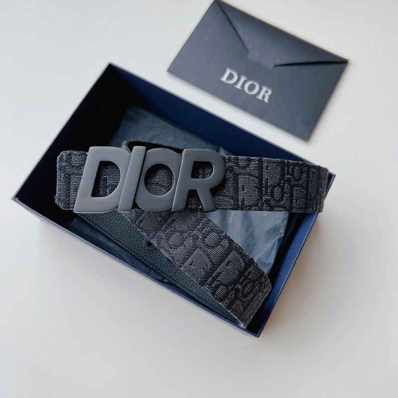 Dior Italic Buckle Reversible Belt Oblique Motif Canvas Black - Image 2
