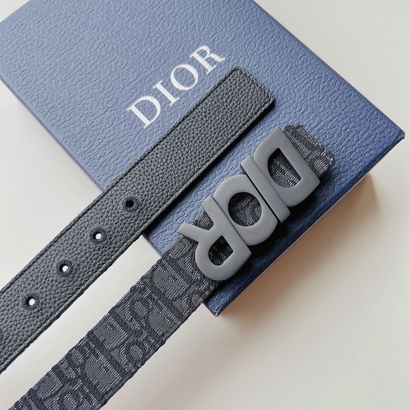 Dior Italic Buckle Reversible Belt Oblique Motif Canvas Black - Image 3