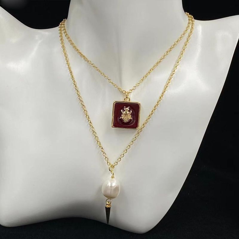 Dior Jardin d'Hiver Multichain Necklace Metal with Freshwater Pearl and Ladybug Resin Gold - Image 2