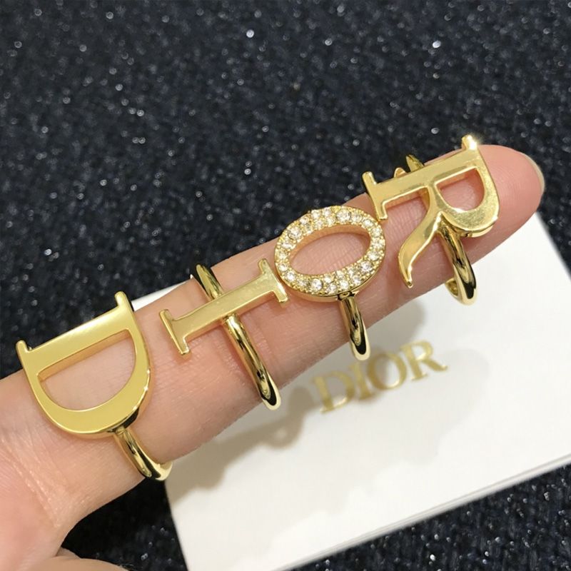 Diorevolution Ring Set Metal with Crystals Gold - Image 2