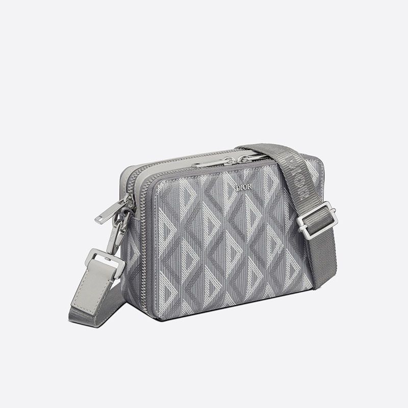 Dior Messenger Pouch CD Diamond Motif Canvas Grey - Image 2