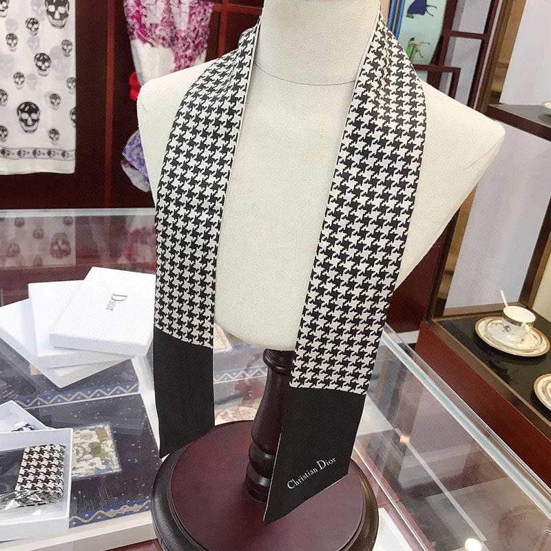 Dior Mitzah Twill Houndstooth 30 Montaigne Motif Silk Black