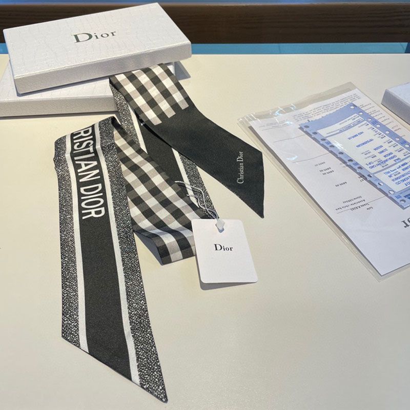 Dior Mitzah Twill D-Little Vichy Motif Silk Black - Image 3