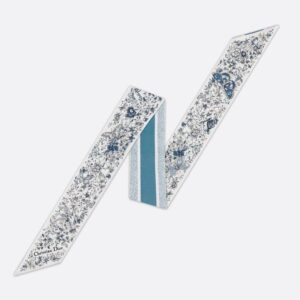 Dior Mitzah Twill In Butterfly Around the World Motif Silk Blue