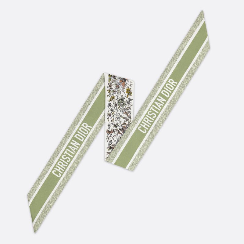 Dior Mitzah Twill In Butterfly Around the World Motif Silk Green - Image 2