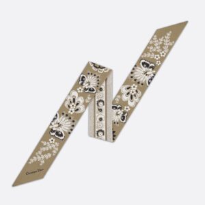 Dior Mitzah Twill In Butterfly Bandana Motif Silk Beige