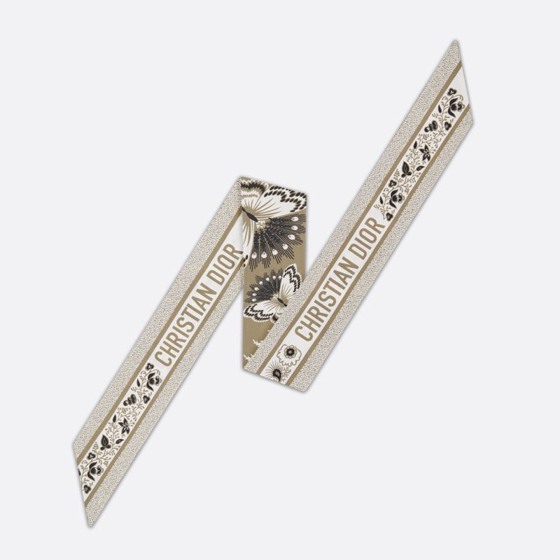 Dior Mitzah Twill In Butterfly Bandana Motif Silk Beige - Image 2
