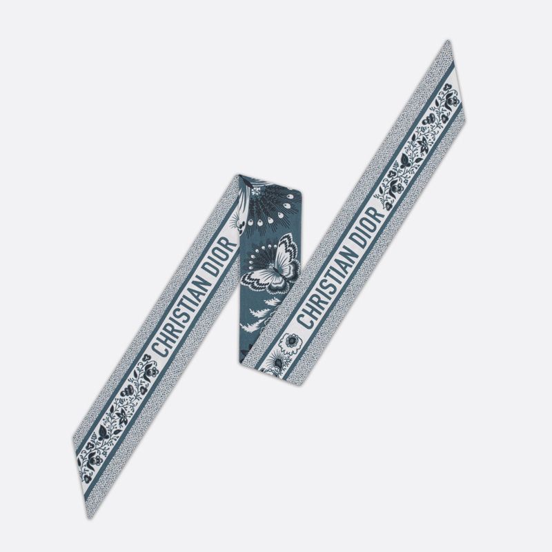 Dior Mitzah Twill In Butterfly Bandana Motif Silk Blue - Image 2