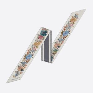 Dior Mitzah Twill In Jardin d'Hiver Motif Silk White