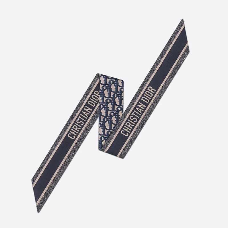 Dior Mitzah Twill Oblique Motif Silk Navy Blue - Image 2