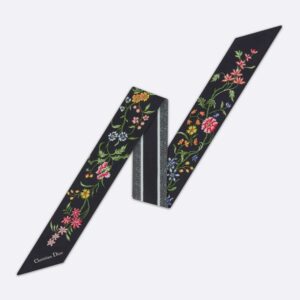 Dior Mitzah Twill Petites Fleurs Motif Silk Black