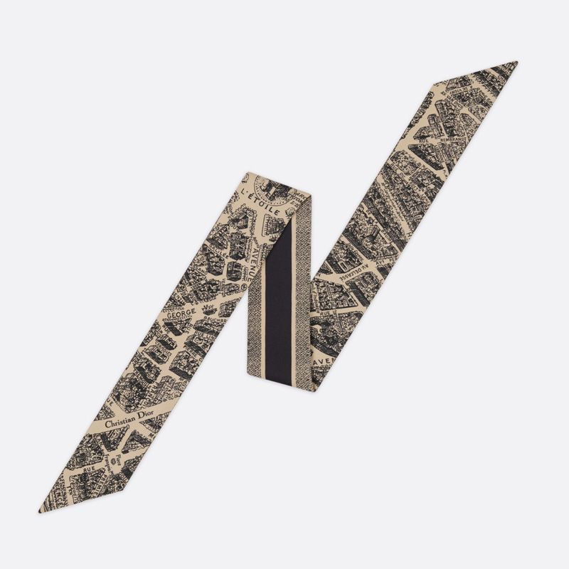 Dior Mitzah Twill In Plan de Paris Motif Silk Beige
