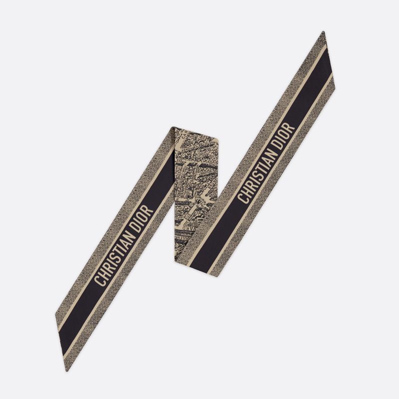 Dior Mitzah Twill In Plan de Paris Motif Silk Beige - Image 2