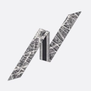 Dior Mitzah Twill In Plan de Paris Motif Silk White