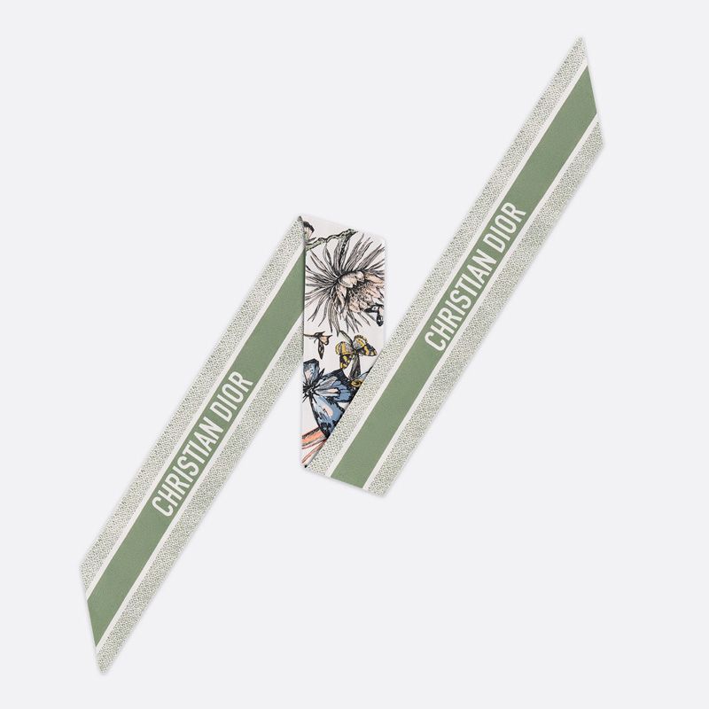 Dior Mitzah Twill In Toile de Jouy Mexico Motif Silk White/Green - Image 2