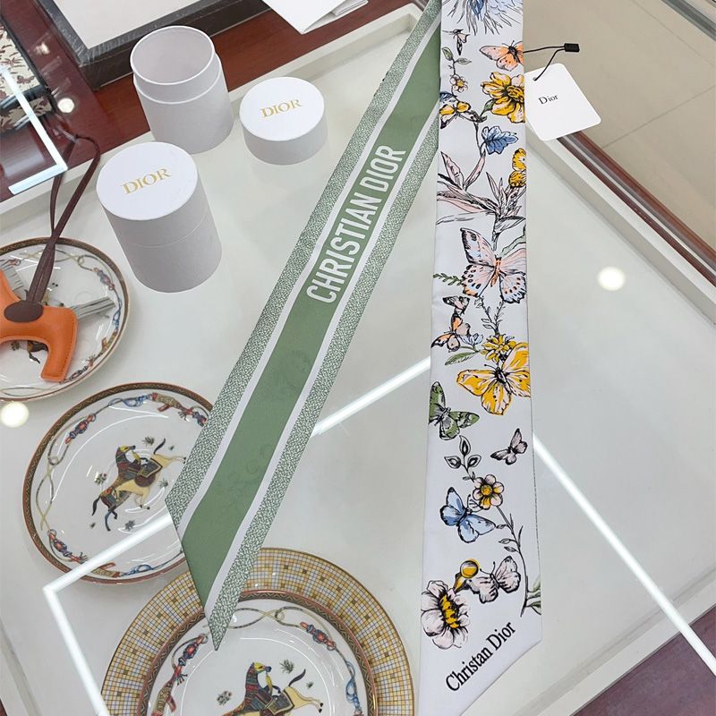 Dior Mitzah Twill In Toile de Jouy Mexico Motif Silk White/Green - Image 3