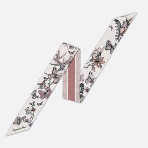 Dior Mitzah Twill In Toile de Jouy Mexico Motif Silk White/Pink