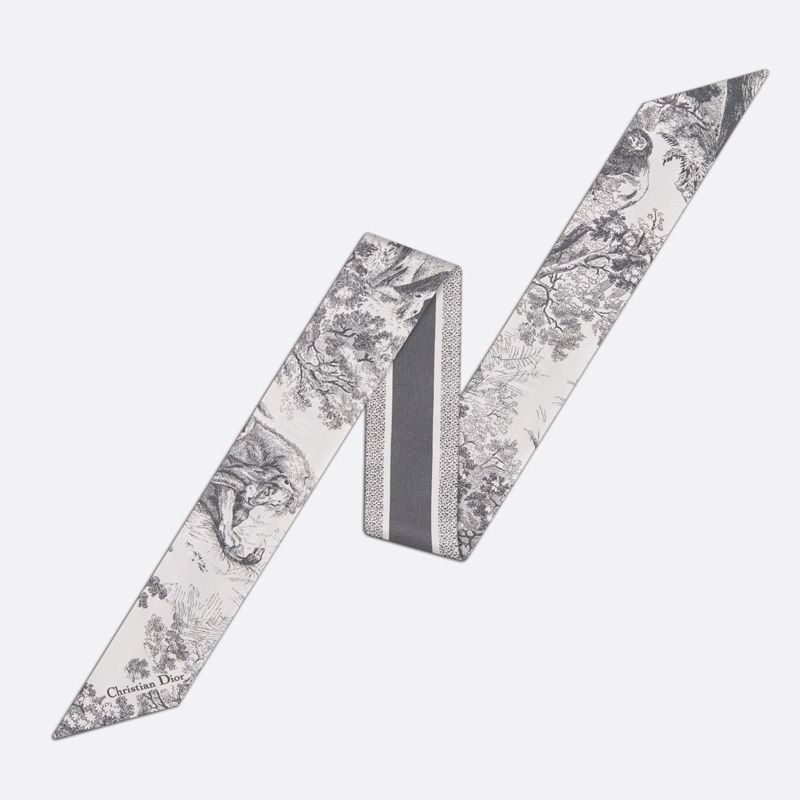 Dior Mitzah Twill In Toile de Jouy Sauvage Motif Silk Grey