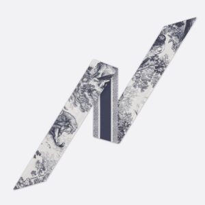 Dior Mitzah Twill In Toile de Jouy Sauvage Motif Silk Navy Blue