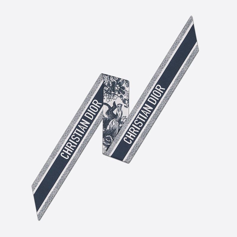 Dior Mitzah Twill Toile de Jouy Motif Silk Navy Blue - Image 2