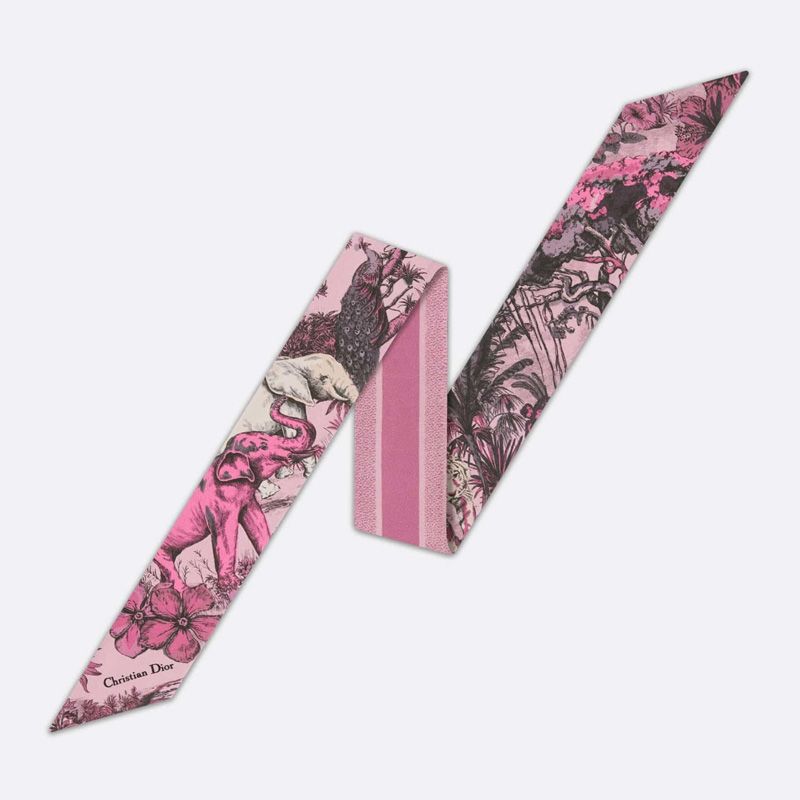 Dior Mitzah Twill In Toile de Jouy Voyage Motif Silk Pink