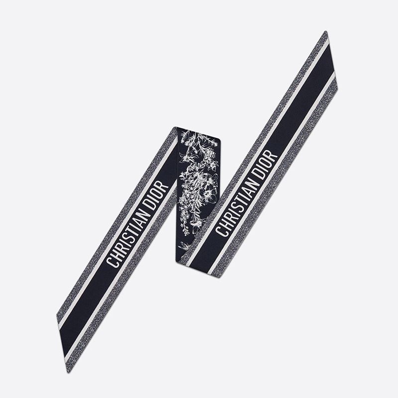 Dior Mitzah Twill Toile de Jouy Flowers Motif Silk Black - Image 2