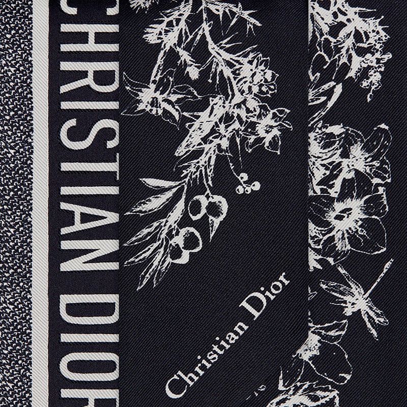 Dior Mitzah Twill Toile de Jouy Flowers Motif Silk Black - Image 3