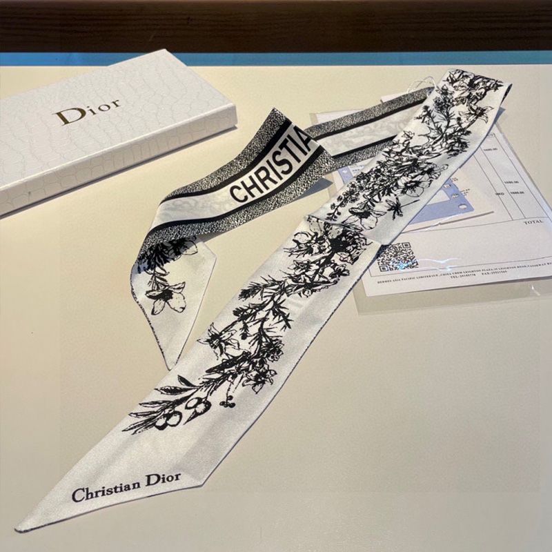 Dior Mitzah Twill Toile de Jouy Flowers Motif Silk White - Image 2