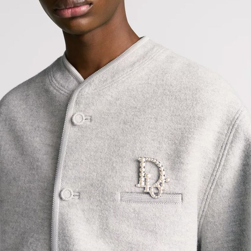 Dior Oblique Brooch Metal with Dior Oblique Embellished Resin Pearls Silver - Image 2