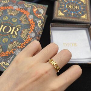 Diorevolution Ring Metal with Crystals Gold