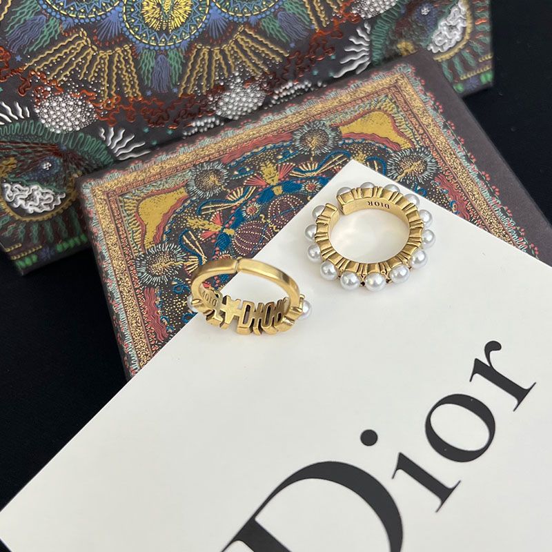 J'Adior Ring Set Metal with Resin Pearls Gold - Image 3