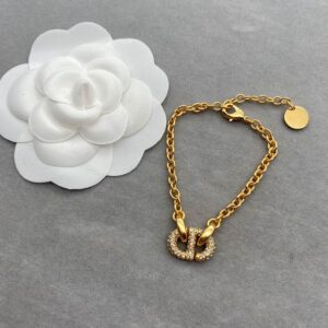 Dior CD Navy Bracelet Metal and CD Signature Embellished Crystals Gold