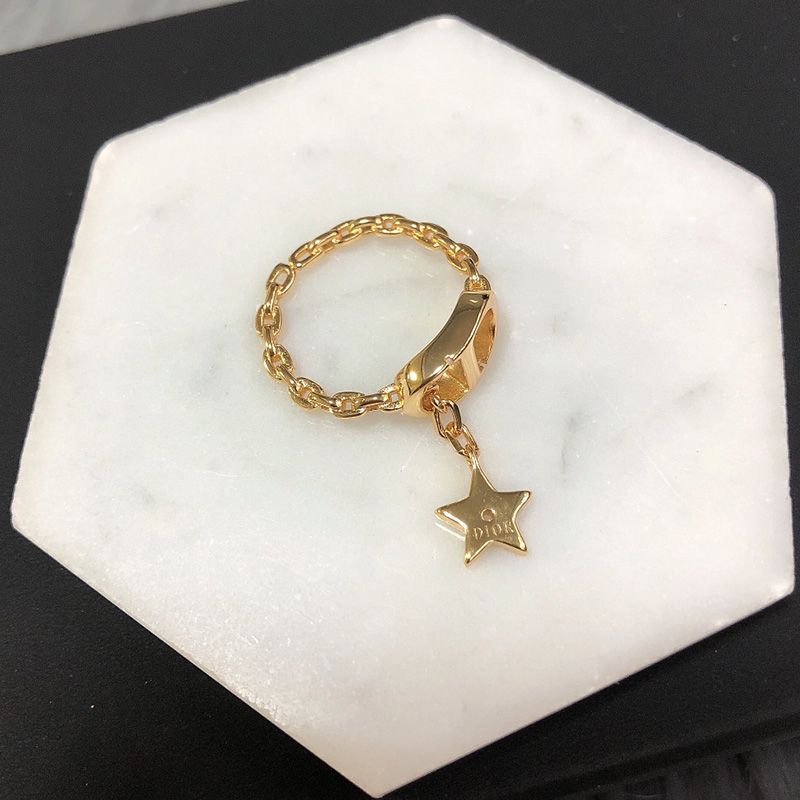 Dior Petit CD Ring Metal with Star Charm Embellished Crystals Gold - Image 3