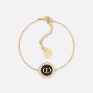 Dior Petit CD Baroque Bracelet Metal with Resin Pearls and Glass Gold/Black