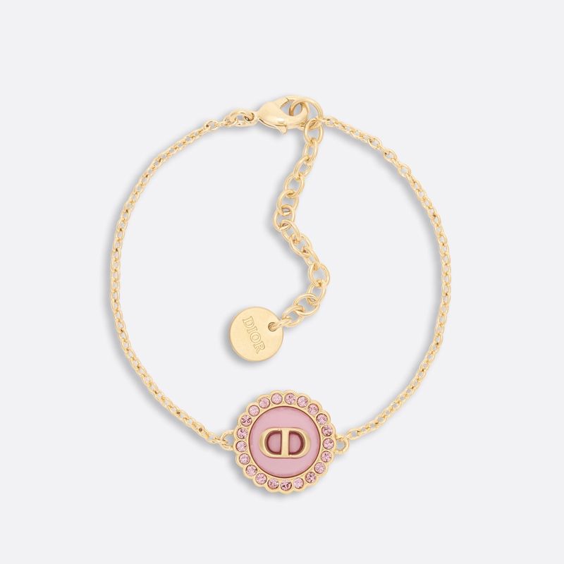 Dior Petit CD Baroque Bracelet Metal with Resin Pearls and Glass Gold/Pink