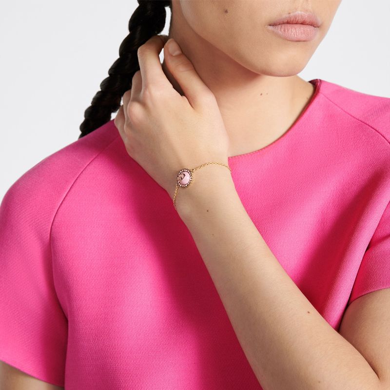 Dior Petit CD Baroque Bracelet Metal with Resin Pearls and Glass Gold/Pink - Image 2