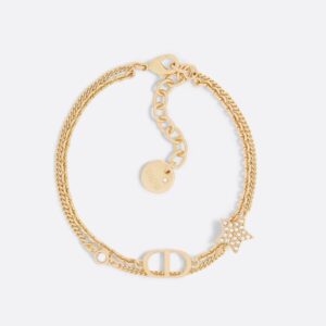 Dior Petit CD Double Bracelet Metal with Star Charm Embellished Crystals Gold