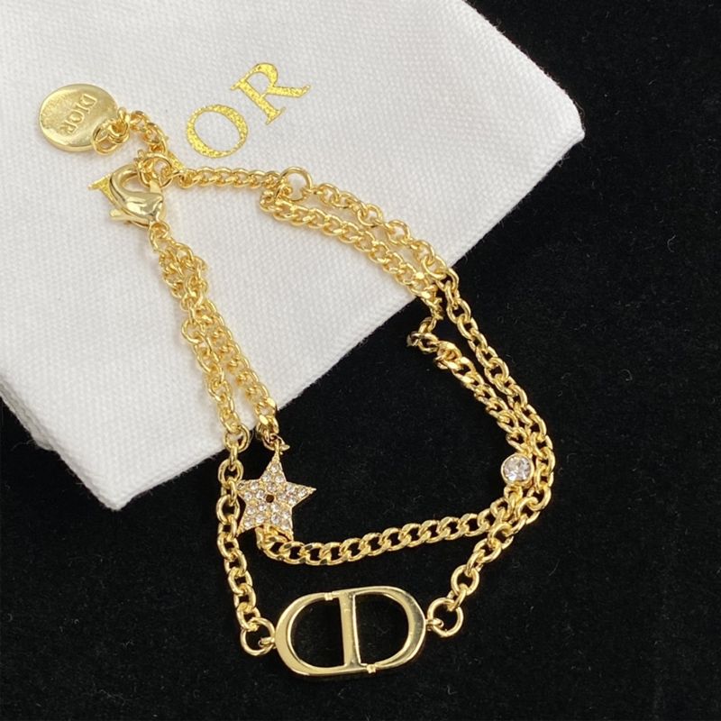 Dior Petit CD Double Bracelet Metal with Star Charm Embellished Crystals Gold - Image 3