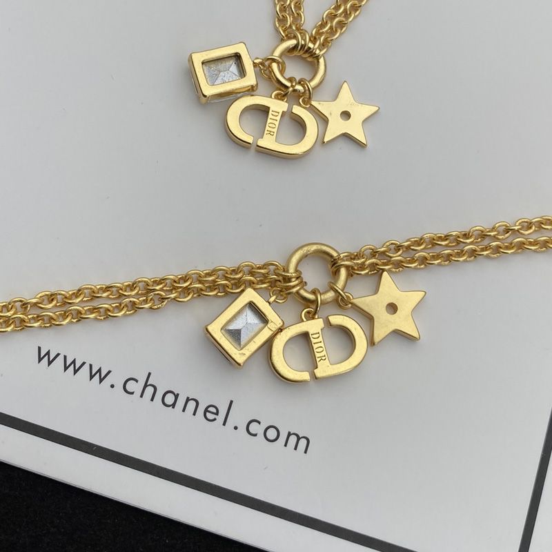 Dior Petit CD Double Bracelet Metal with Faceted Crystal, Star Charm and CD Signature Embellished Crystals Gold - Image 3