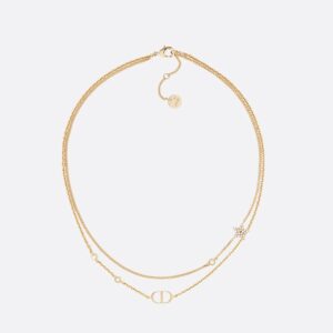 Dior Petit CD Double Necklace Metal with Star Charm Embellished Crystals Gold