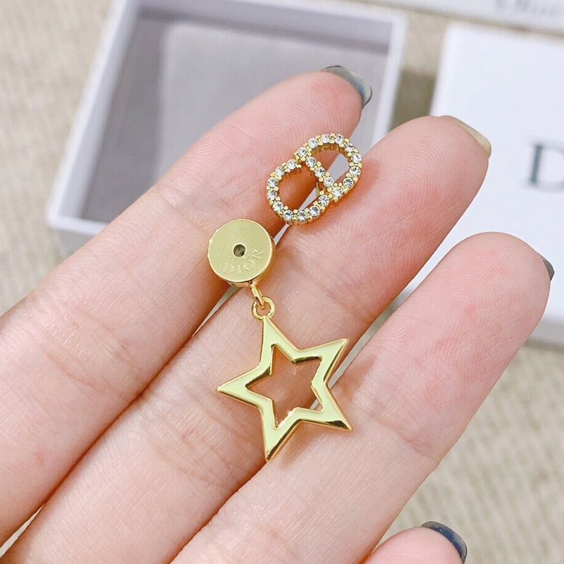 Dior Petit CD Earrings Metal with Crystals and Lucy Star Charms Gold - Image 2