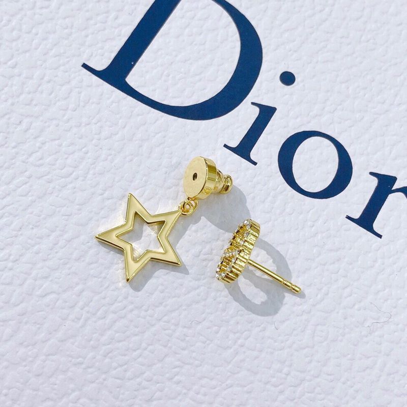 Dior Petit CD Earrings Metal with Crystals and Lucy Star Charms Gold - Image 3