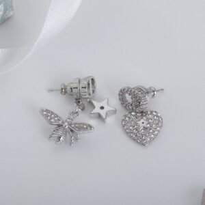 Dior Petit CD Earrings Metal with Crystals and Multiple Hallmark Charms Silver